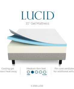 LUCID 10 Inch 2019 Gel Memory Foam Mattress - Medium Firm Feel - CertiPUR-US Certified, Queen 39 71jgtaH2x7L
