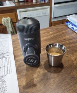 WACACO Nanopresso Portable Espresso Maker, Upgrade Version of Minipresso, 18 Bar Pressure, Small Travel Coffee Maker, Manually Operated. Perfect for Kitchen and Office Black 27 71jjI5zAONL