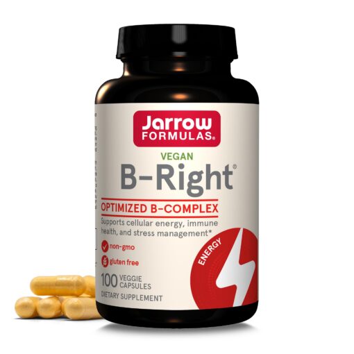 Jarrow Formulas B-Right Optimized B-Complex, Dietary Supplement for Cellular Energy, Immune Health and Stress Management Support, 100 Veggie Capsules, 100 Day Supply Unflavored 100 Servings (Pack of 1)