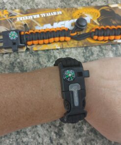 Atomic Bear Paracord Bracelet (2 Pack) - Adjustable - Fire Starter - Loud Whistle - Perfect for Hiking, Camping, Fishing and Hunting - Black & Black+Orange 41 71jk6F9SLQL 2