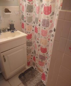 Amazon Basics Fun and Playful Pink Kitties Printed Pattern Microfiber Bathroom Shower Curtain - Pink Kitties, 72 Inch 13 71jlfGHN1ZL