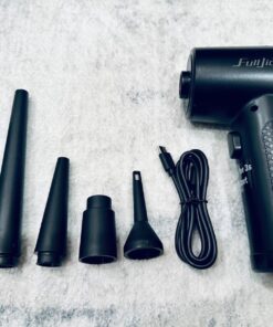 Compressed Air Duster,Fulljion 3-Gear to 51000RPM Electric Air Duster Portable Air Blower with LED Light, 6000mAhRechargeable Cordless Air Duster for Computer Keyboard Fast Charge(Black) Black 33 71jozwTcnPL