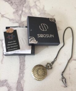 SIBOSUN Pocket Watch Chain Quartz Movement Arabic Numerals Half Hunter Smooth Back Case Bronze Vintage Box 53.Copper 19 71jp9BlP5EL