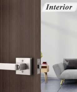 Probrico Square Satin Nickel Bedroom and Bathroom Privacy Door Levers Lockset Keyless Door Locks Handles, Pack of 10 10 Pack Brushed Nickel 14 71jq3fCQPL