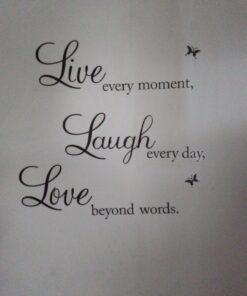 Blinggo Vinyl Decal Live Every Moment, Laugh Every Day, Love Beyond Words Wall Quote Black 15'' X 22'' 36 71jrju2UGTL