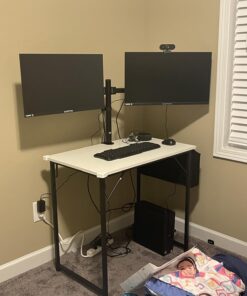 WALI Dual LCD Monitor Fully Adjustable Desk Mount Stand Fits Two Screens up to 27 inch, 22 lbs. Weight Capacity per Arm (M002), Black 45 71jt8RbI3wL