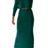 PRETTYGARDEN Women's Winter 2 Piece Sweater Set Rib Knit Long Sleeve Crop Top Maxi Bodycon Skirt Casual Outfits Dress Medium Dark Green 11 71jtT7UKy5L