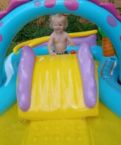 Intex Dinoland Inflatable Dinosaur Swimming Pool Kiddie Play Center with Water Slide, Dino Arch Water Sprayer, and Games for Ages 2 and Up, Multicolor 1 34 71jtosOBXqL