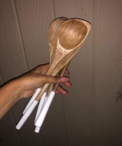 Folkulture Wooden Spoons for Cooking Set for Kitchen, Non Stick Cookware Tools or Utensils Includes Wooden Spoon, Spatula, Fork, Slotted Turner, Corner Spoon, Set of 5, 12 Inch, Acacia Wood (White) White 32 71jtqY1IiL