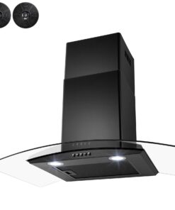 AKDY 30 in. Convertible Wall Mount Range Hood with Tempered Glass and Carbon Filters in Black Painted Stainless Steel 15 71jtqys3SfL