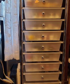 Seville Classics Rolling Utility Organizer Storage Cart, for Home Office, School, Classroom, Scrapbook, Hobby, Craft, 10 Drawer, Black 42 71juDyxjFIL