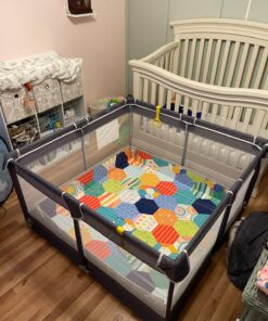 TODALE Baby Playpen for Toddler, Large Baby Playard, Indoor & Outdoor Kids Activity Center with Anti-Slip Base, Sturdy Safety Play Yard with Soft Breathable Mesh, Playpen for Babies(Gray,50”×50”) 50x50x27 Inch (Pack of 1) Grey 36 71juXiQLl4L