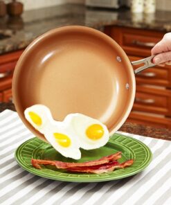 Red Copper 10 inch Pan by BulbHead Ceramic Copper Infused Non-Stick Fry Pan Skillet Scratch Resistant Without PFOA and PTFE Heat Resistant From Stove To Oven Up To 500 Degrees 1 19 71juhF538YL