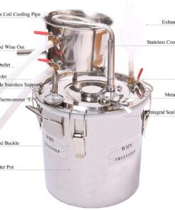 Alternative view of YUEWO 2 Pots Stainless Steel Still 5Gal/20Liters Water Alcohol Distiller Home Brew Kit Wine Making Supplies for DIY Brandy Whisky Vodka Distilled Water, Silver 5 Gal 20 Litres