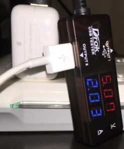 DROK USB Tester, USB-A 2.0 Digital Multimeter Dual USB Output Ports PD QC 3.0 Color LED Display, 7 Modes Capacity Voltage Current Power Voltmeter Ammeter for Laptop Power Bank Solar Panel Black 51 71juylnwkkL