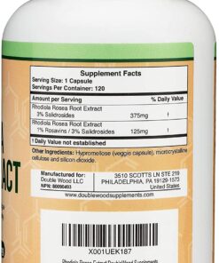 Rhodiola Rosea Supplement 500mg, 120 Vegan Capsules (Manufactured and Third Party Tested in The USA, 3% Salidrosides, 1% Rosavins Extract) for Performance, Calming, Motivation by Double Wood 12 71jv7KSc7NL