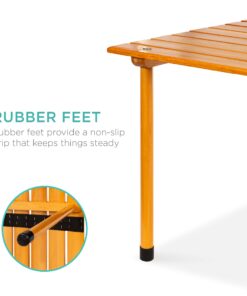 Best Choice Products 28x28in Foldable Indoor Outdoor All-Purpose Portable Wooden Table for Picnics, Camping, Beach, Tailgating, Patio, Kitchen, Living Room w/Carrying Case - Brown 24 71jvIytjovL