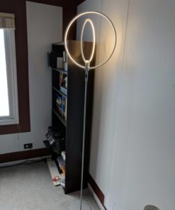 Brightech Eclipse Dimmable LED Floor Lamp, Modern Torchiere Floor Lamp for Living Rooms & Offices – Super Bright Tall Lamp with Dimmable Options for Reading, Standing Lamp Living Room Décor - Silver 55 71jvwyuYn7L