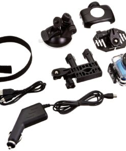 Mini HD Sports Action Camera - Camcorder w/ 5.0 MP Cam, 2" Touch Screen, USB SD Card, Rechargeable Battery - IPX8 Waterproof Case Bike Handle bar, Helmet Mount, Car Charger - Pyle GDV123BL (Blue) Blue