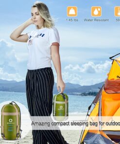 ECOOPRO Warm Weather Sleeping Bag - Portable, Waterproof, Compact Lightweight, Comfort with Compression Sack - Great for Outdoor Camping, Backpacking & Hiking-83 L x 30" W Fits Adults Olive green 22 71jxt7HHugL