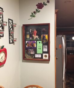 Two Timbers Extra Large Display Case with Cherry Finish Handmade Wood Box with Glass Top, Arrowheads, Knives, Rocks, Pins, Collectibles, Collections, Medals, Military Coins 4h, Memory Box Keepsakes 27 71jydx3wCL