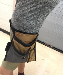 Dickies 5-Pocket Single Side Tool Belt Pouch/Work Apron for Carpenters and Builders, Durable Canvas Construction, Adjustable Belt for Custom Fit, Grey/Tan Tan 31 71jzkkmEr L