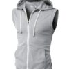 H2H Mens Casual Slim Fit Zip-up Sleeveless Hoodie Lightweight Workout Tank Tops Gym Hoodies Cmohosl08-gray X-Small 93 71k QUPBQqL