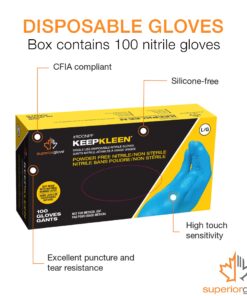 Superior Glove KeepKleen Contour Work Nitrile Gloves (100 Count) Latex Free Glove, Disposable Gloves, Powder Free, 9" Length - RDCNPF (Medium) Medium (100 Count) Blue 20 71k W7UMqzL