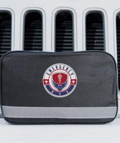 Roadside Assistance Emergency Car Kit - First Aid Kit, Jumper Cables, Tow Strap, led Flash Light, Rain Coat, Tire Pressure Gauge, Safety Vest and More Ideal Winter Accessory for Your Car (Black) Black 15 71k YfG2xvL