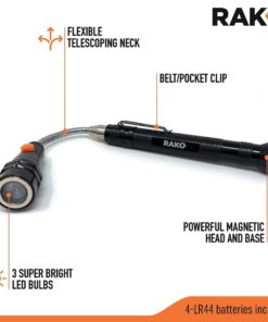 RAK Magnetic LED Pickup Tool Bundle with Contour Gauge (10 Inch Lock) 11 71k lu6XL