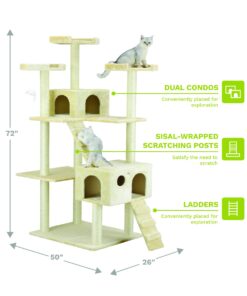 Go Pet Club Cat Tree, 50W x 26L x 72H, Beige 36 71k17S5GjvL