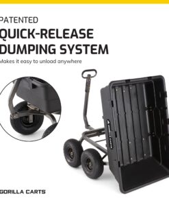 Gorilla Carts Heavy Duty Poly Yard Dump Cart Garden Wagon, Utility Wagon with Easy to Assemble Steel Frame, 1500 Pound Capacity, and 15 Inch Tires 17 71k1aafuZL