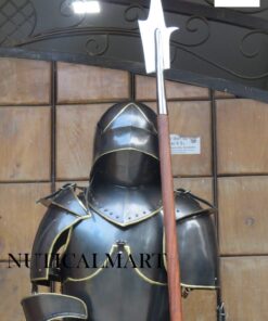 Alternative view of 15th Century Gothic Knight Full Suit of Armor Great Knight Wearable Costume, Plate Armor Breastplate, Backplate, Leg Armour, Pauldron Set
