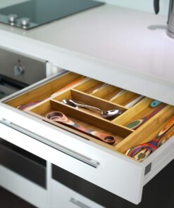Totally Bamboo Kitchen Drawer Organizer, Expandable Silverware Organizer and Utensil Holder, 8 Compartments with Dividers 22 71k3SgS546L
