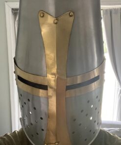 Szco Supplies 14” Decorative Barrel Brass Helm Crusader Helmet (910902) 23 71k3YgSkqFL