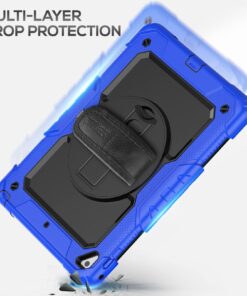 SEYMAC iPad 6th/5th Generation Case iPad 9.7 Case, Full-Body Shockproof Heavy Duty Protective Case with Screen Protector, Rotating Stand/Hand/Shoulder Strap for iPad 6th/ 5th / Air 2/ Pro 9.7, Blue Black/ Dark Blue 9.7 inch - For iPad 6th/5th Gen 22 71k3jVFKKuL