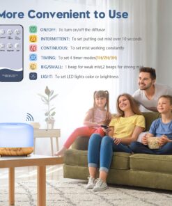 YIKUBEE Diffuser, Essential Oil Diffuser, 500ml Humidifier, Diffusers for Home, Aromatherapy Diffuser with Remote Control, Diffusers for Essential Oils Large Room Yellow-no Oil 28 71k3ulKm4mL