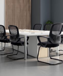 SMUG Desk Chair No Wheels, Mid Back Computer Chair Ergonomic Mesh Office Chair with Larger Seat, Executive Sled-Base Task Chair with Lumbar Support and Armrests for Women Adults, Black Americana 15 71k5 8IIoL