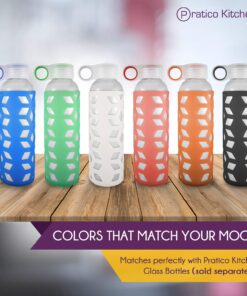 Pratico Kitchen Glass Bottle Silicone Sleeves for Epica, Aquasana, Estilo and Similar Style Bottles, 2 Pack, Orange 2 Pack - Orange 11 71k5brhex2L 1