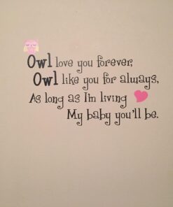 Owl Love You Forever, Owl Like You for Always, as Long as I'm Living My Baby You'll be Cute Nursery Vinyl Wall Art Sayings Stickers Decals 5 71k5kSqHGYL