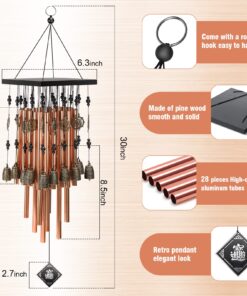 Alternative view of YLYYCC Wind Chimes for Outside,30"Memorial Wind Chimes with 28 pieces Tubes and 16 Copper Bell for Garden, Patio,Window Hanging Decoration, Bronze Memorial Sympathy Gifts for Mom 28#wind chimes