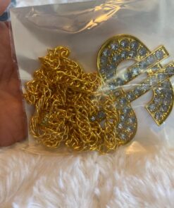 Tatuo 2 Pieces Plated Chain for Men with Dollar Sign Pendant Necklace, Hip Hop Dollar Necklace Blonde Trendy Style 29 71k6U19XpL