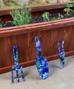 FLORA GUARD 3 Piece Aluminum Garden Tool Set - Trowel, Cultivator, Pruning Shear, Gift Set for Gardening Needs (Purple&Blue) Purple Floral 3-Piece 27 71k6Uq9tERL