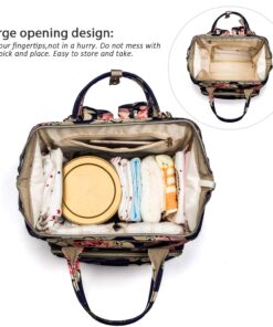 Srotek Diaper Bag Backpack Floral Baby Bag Water-Resistant Baby Nappy Bag with Insulated Water Bottle Bag/Changing Pad for Women/Girls/Mum (Flower Pattern) 29 71k6rta4DOL