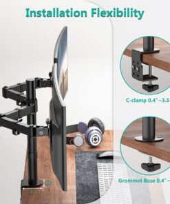 WALI Dual LCD Monitor Fully Adjustable Desk Mount Stand Fits Two Screens up to 27 inch, 22 lbs. Weight Capacity per Arm (M002), Black 34 71k77p9 kjL