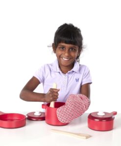 Melissa & Doug Deluxe Wooden Kitchen Accessory Set - Pots & Pans (8 pcs) , Green , H: 12 x W: 12 x D: 5 19 71k7QQFVxL 2