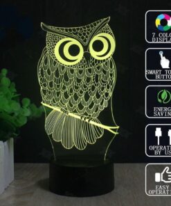 Elstey Owl 3D Illusion Lamp, 7 Color Changing Touch Table Desk LED Night Light Great Kids Gifts Home Decoration 21 71k8VUMtekL