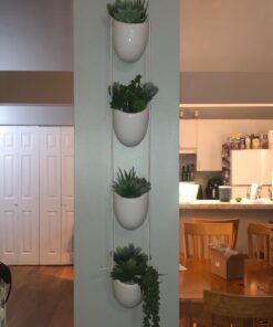 MyGift 4-Tier White Ceramic Hanging Wall Planter with Rope - Decorative Succulent Herb Flower Pot Containers 34 71kBsDiqhvL