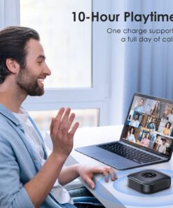 EMEET Conference Speakerphone M0 Plus, 4 AI Mics 360° Voice Pickup, Noise Reduction, USB C, Bluetooth Speakerphone for 8 People w/Daisy Chain for 16, Conference Speaker Compatible w/Leading Software Advanced M0 PLUS for 8 32 71kCOY1eUXL