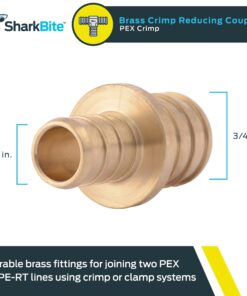 SharkBite 1/2 x 3/4 Inch Crimp Reducing Coupling, Brass Plumbing Fitting, PEX Pipe, PE-RT, UC058LFA 1/2 in. x 3/4 in. Copper 6 71kDVMVjHBL